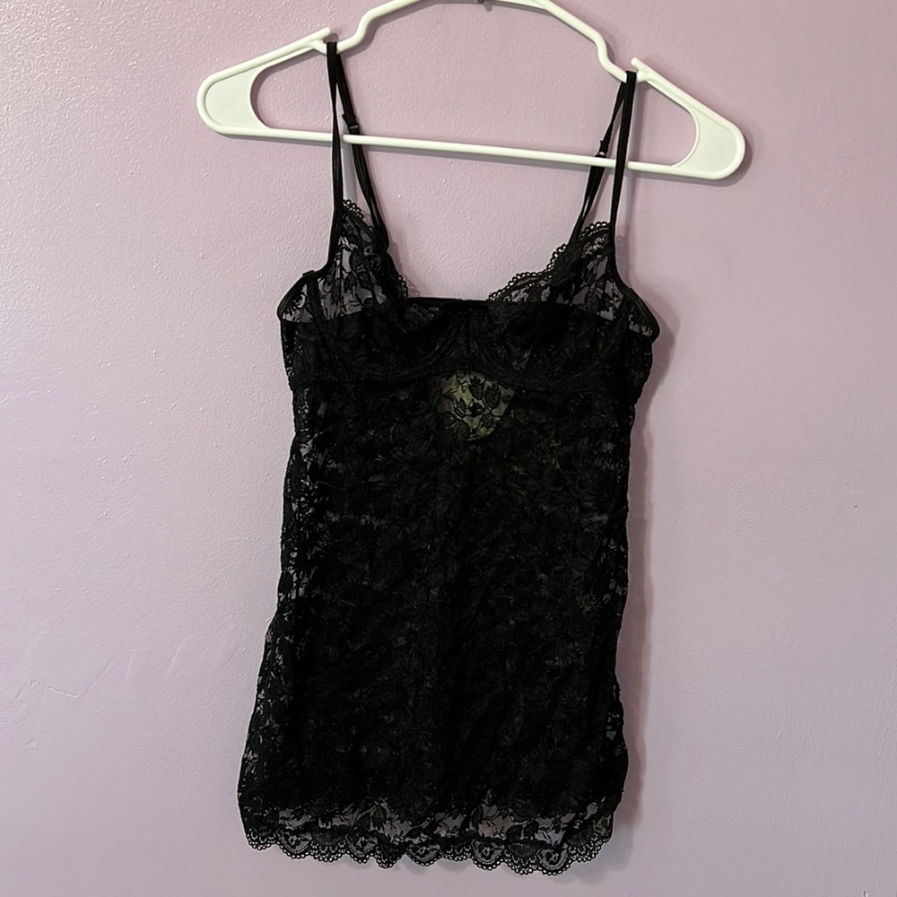 Native Intimates Black Lace Floral Slip Dress